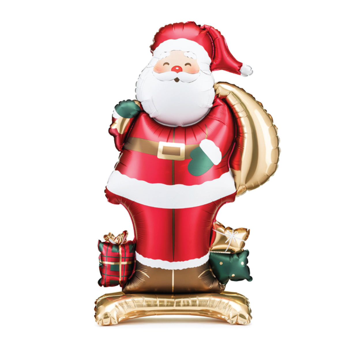 Standing Santa Delivery Foil Balloon with gold gift sack and presents