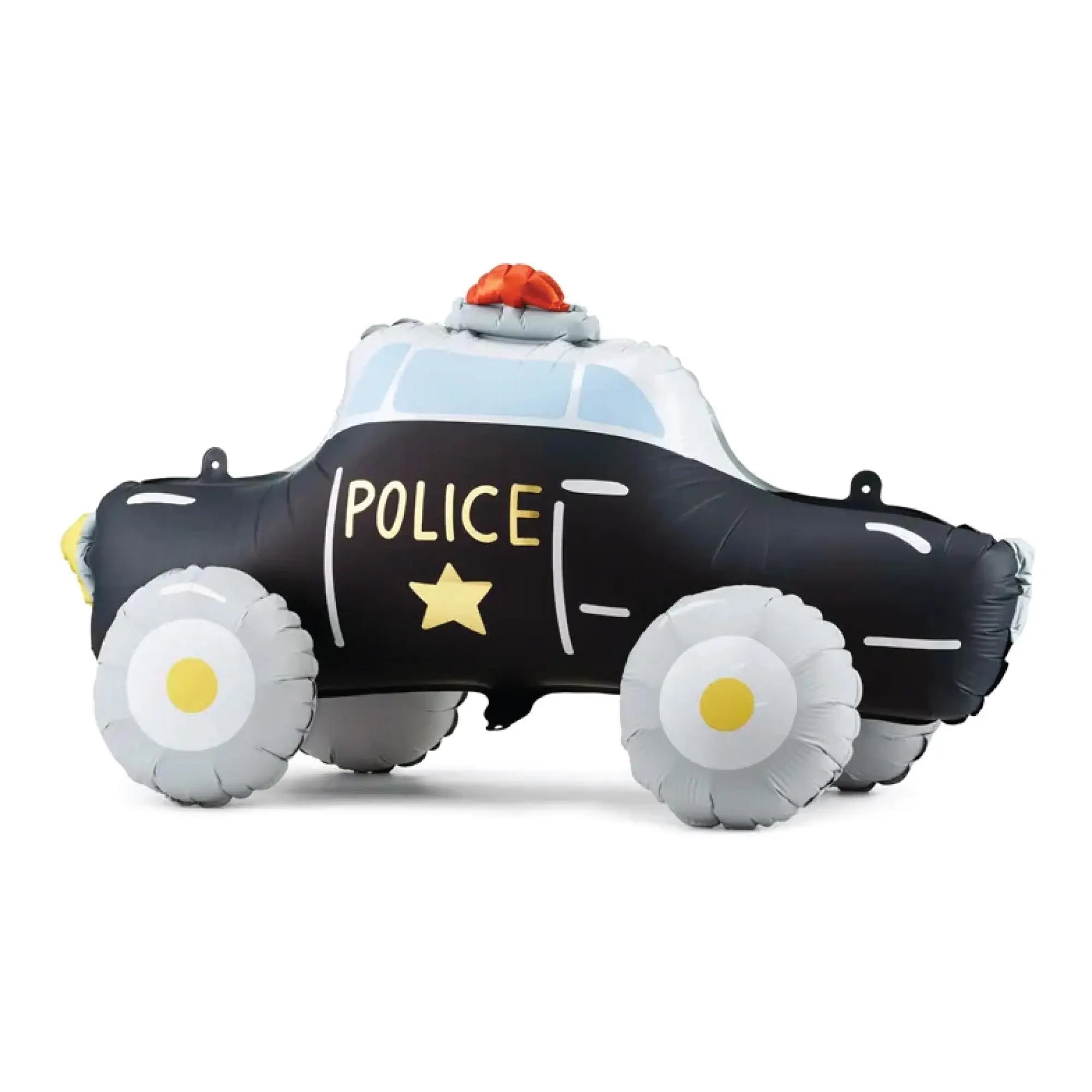 Standing Police Car Foil Balloon with black and silver design