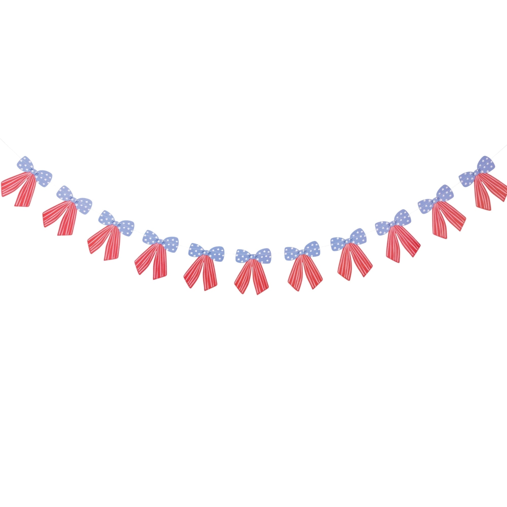 Patriotic bow banner with red stripes and blue stars