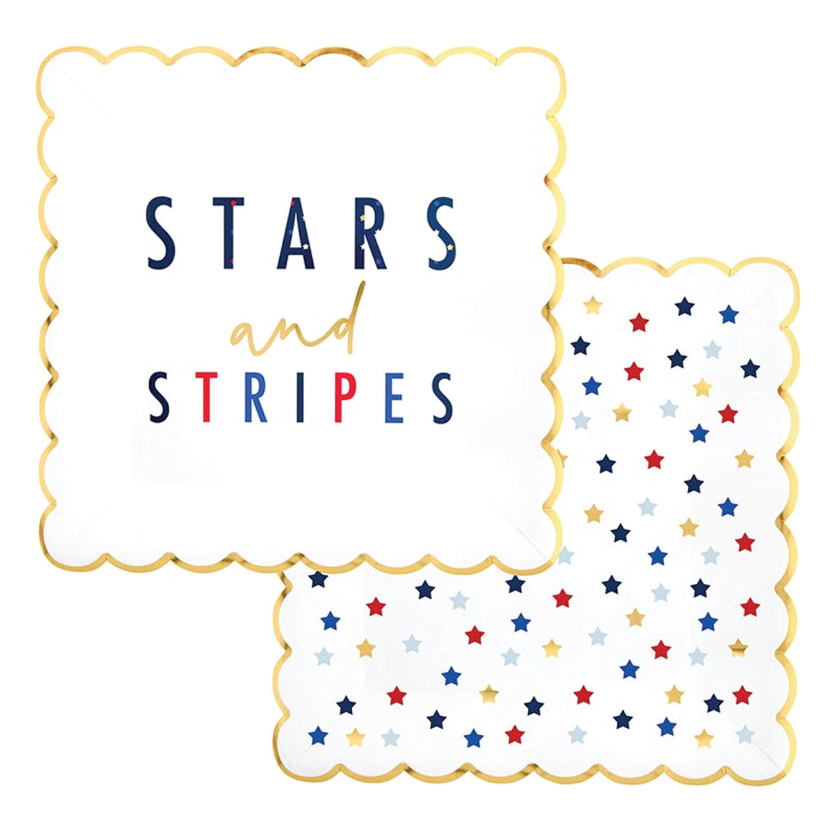 Patriotic Stars &amp; Stripes Square Lunch Plates 8ct | The Party Darling