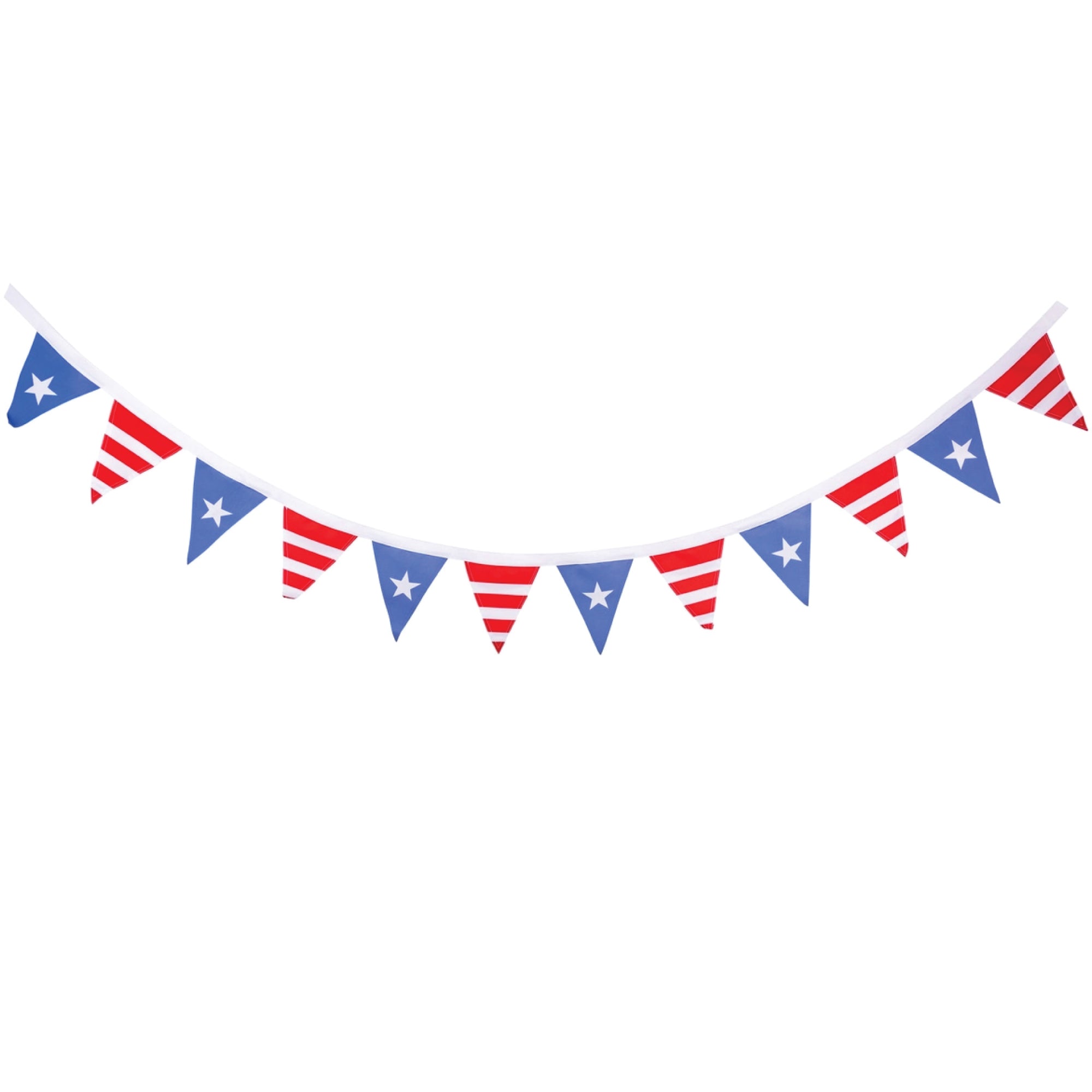 Patriotic fabric pennant banner with stars and stripes