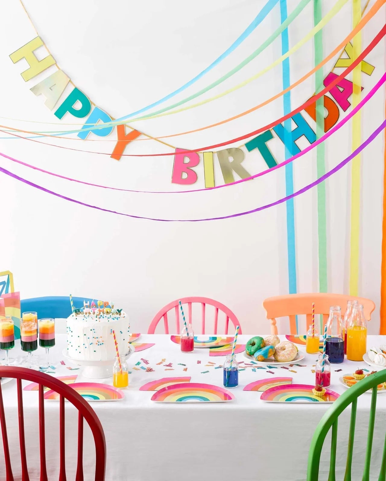 Colorful rainbow Happy Birthday garland