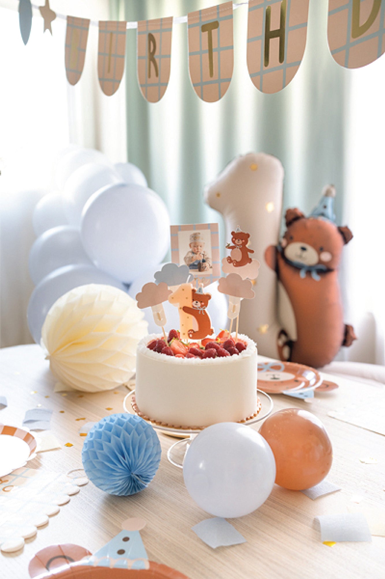 Teddy Bear 1st Birthday Cake Toppers 5ct | The Party Darling