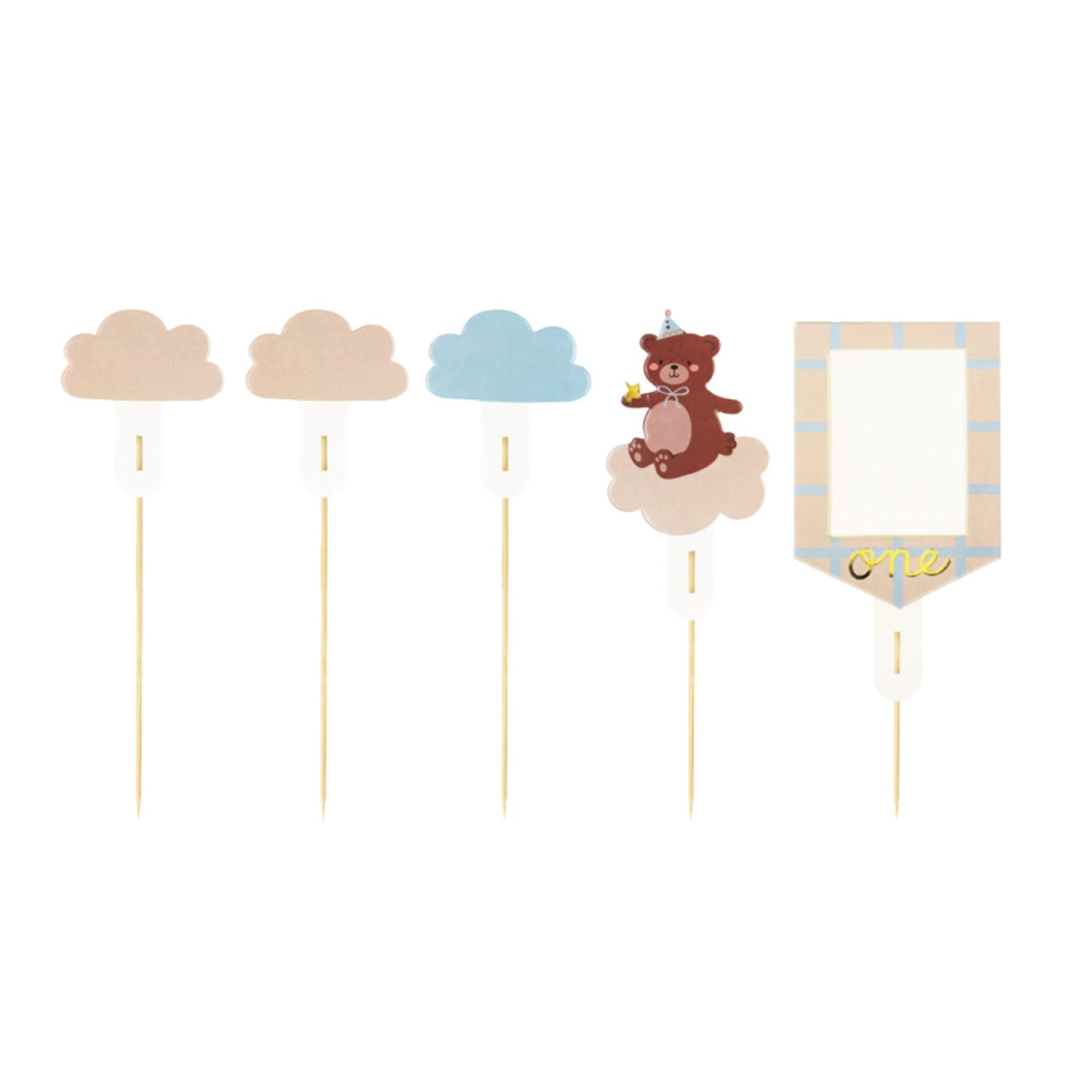 Teddy Bear 1st Birthday Cake Toppers 5ct | The Party Darling