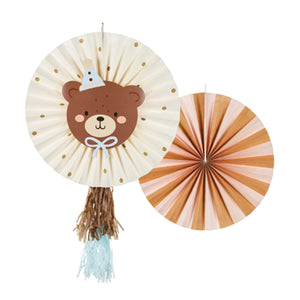 Teddy Bear Party Paper Fan Decorations 2ct | The Party Darling