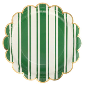 Green Striped Tennis Lunch Plate 8ct | The Party Darling