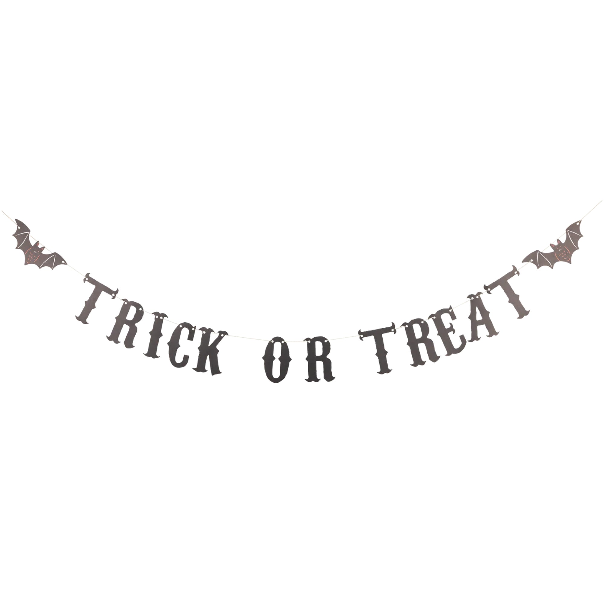 Trick or Treat Vintage Banner with black Halloween lettering