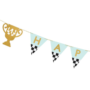 Trophy Racing Happy Birthday Pennant Banner Zoomed In