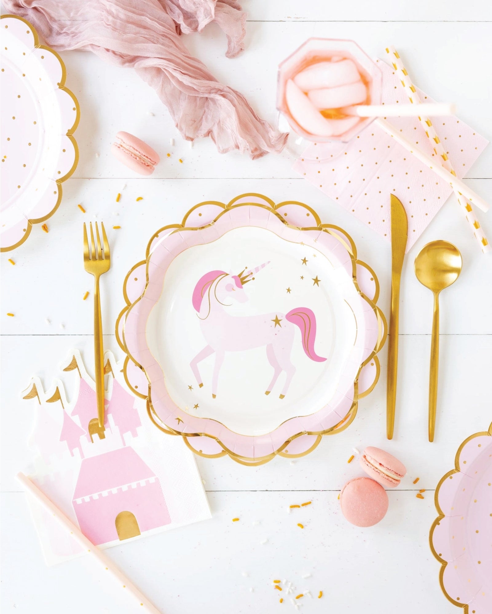 Pink Unicorn Lunch Plates 8ct Place Setting
