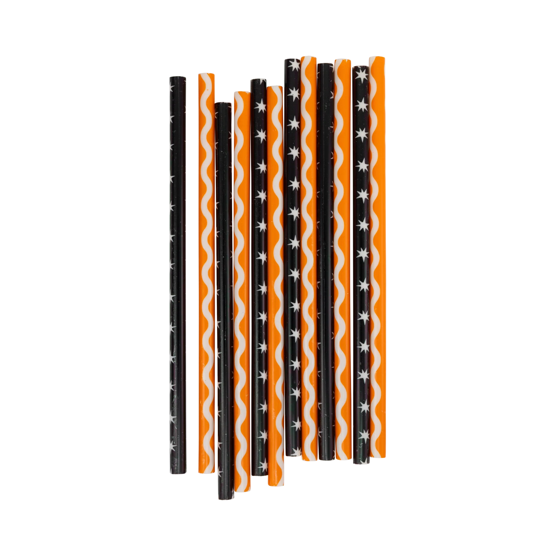 Vintage Ric Rac and Stars Reusable Straws in orange, black and cream
