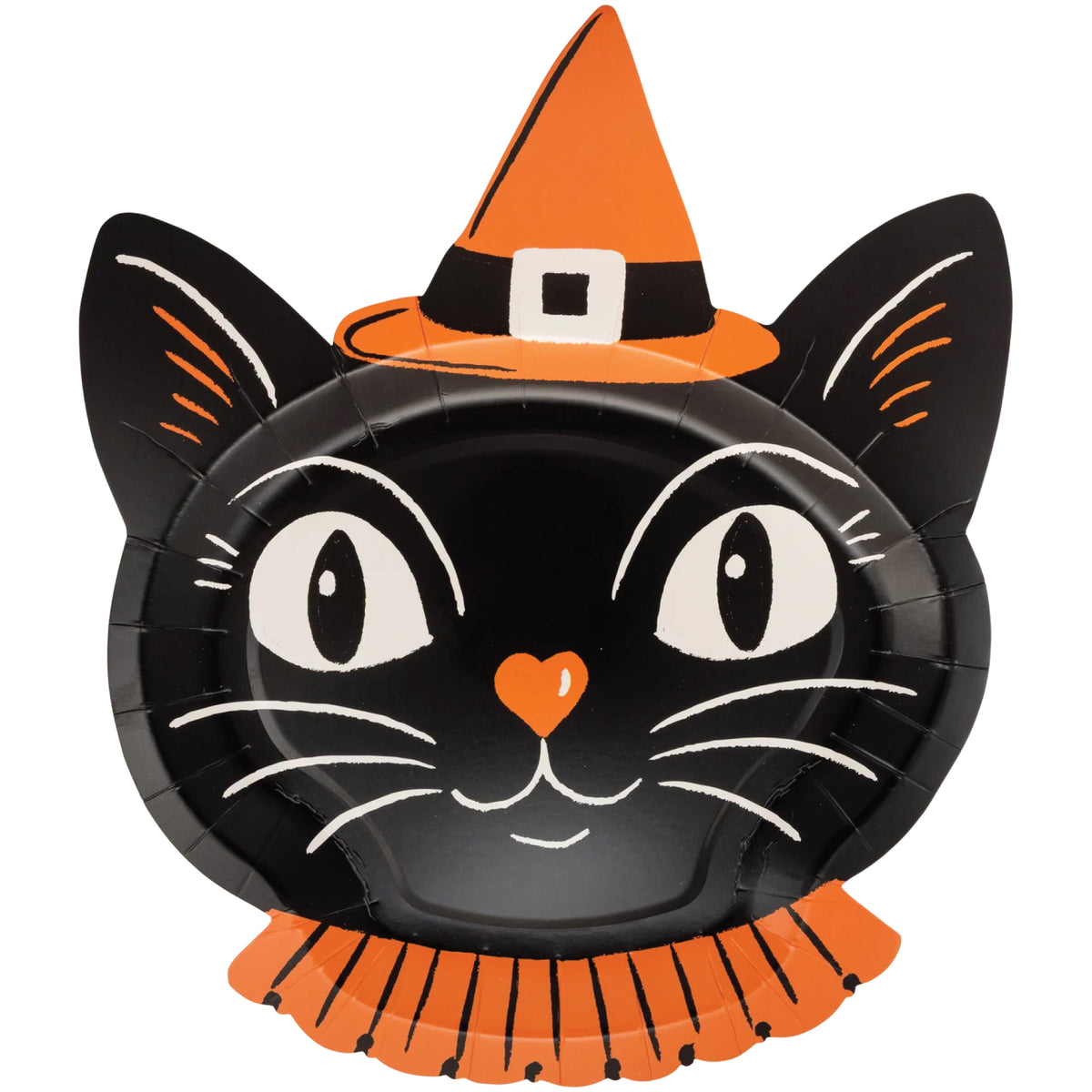 Vintage Witchy Cat LDessertPlates with black cat Halloween design