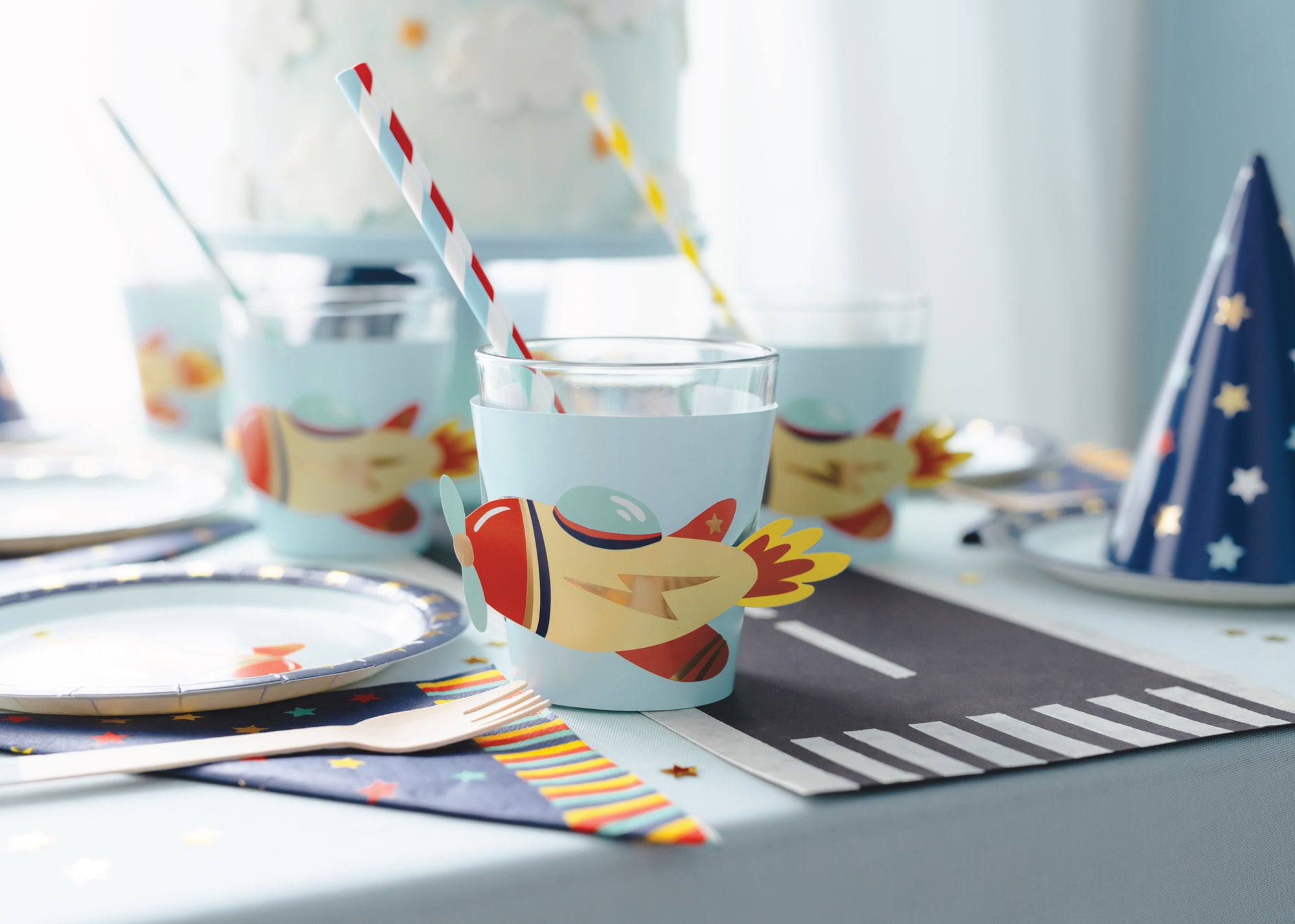 Vintage Airplane Paper Cup Sleeves 6ct | The Party Darling