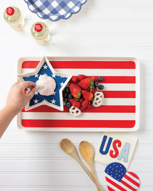 American Flag Bamboo Serving Tray Set by MME