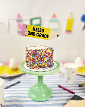 Custom Back to School Pencil Cake Topper Hello 2nd Grade | The Party Darling