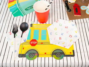 back to school bus plate