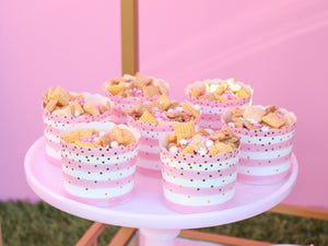 Pink Baking Cups with Snack Mix