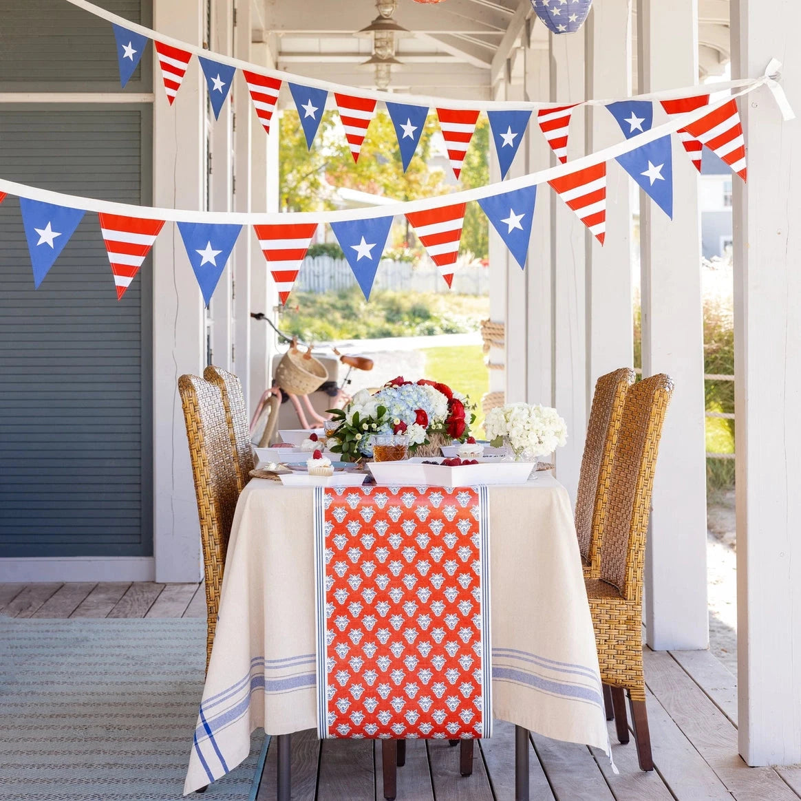 Stars and stripes pennant garland for porch decor