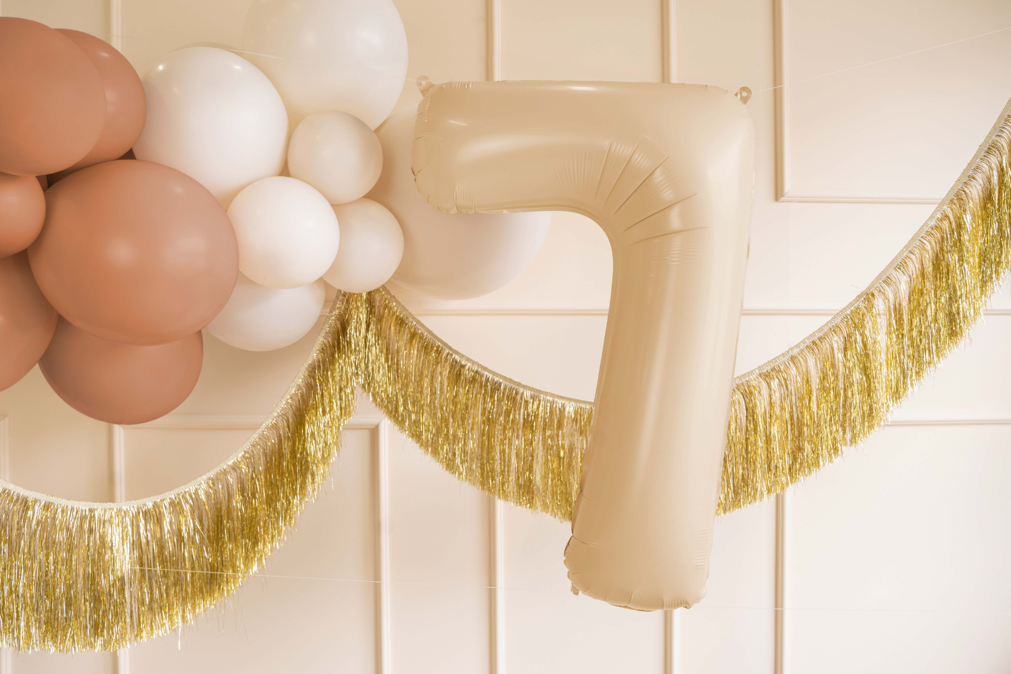 34" Beige Number Balloon 0-9