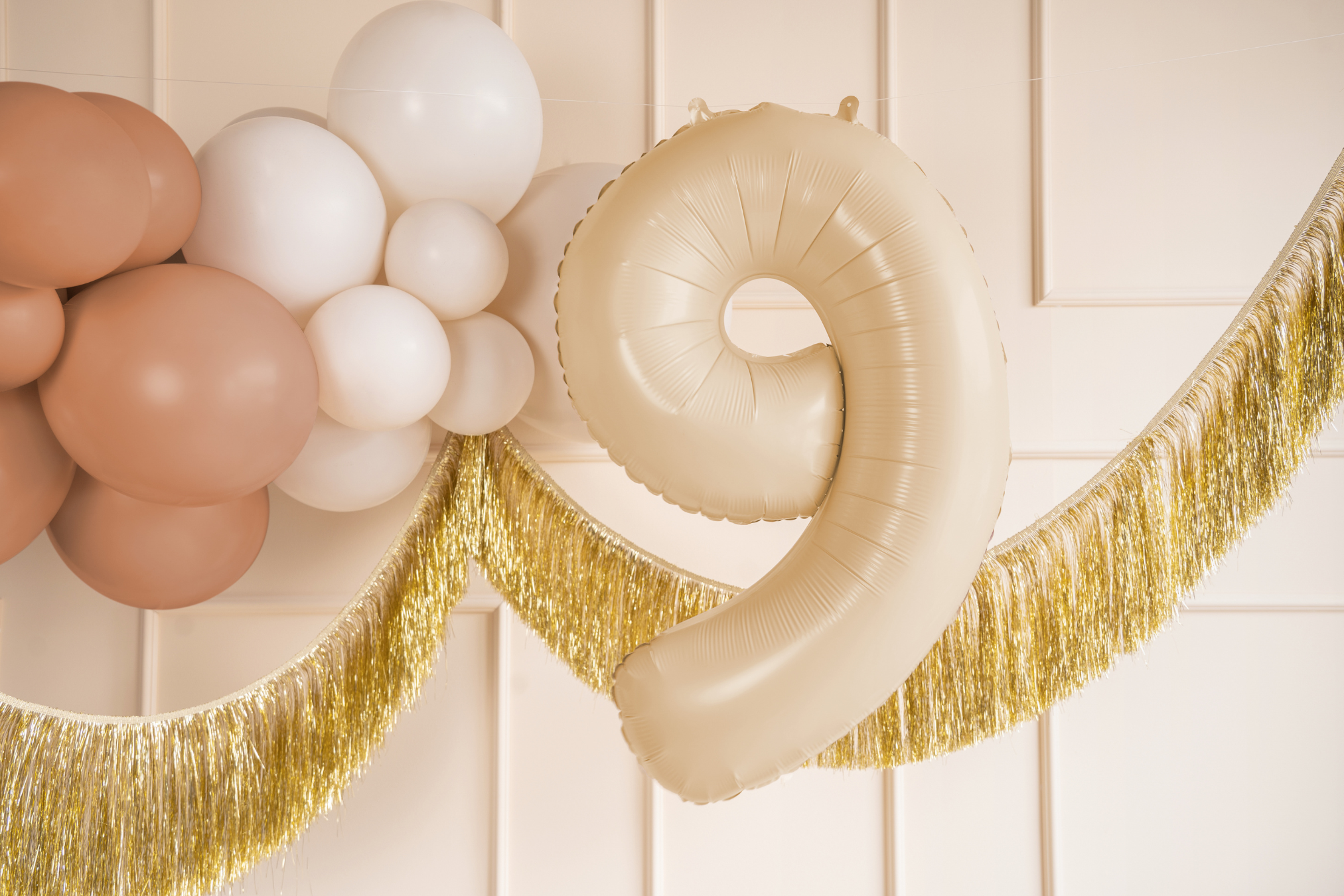 34" Beige Number Balloon 0-9