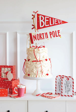 Decorative cake with Believe & North Pole Felt Pennant Flags