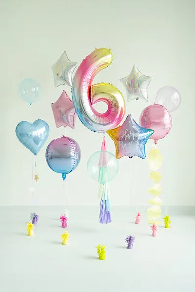 34" Pastel Rainbow Number Balloon 0-9