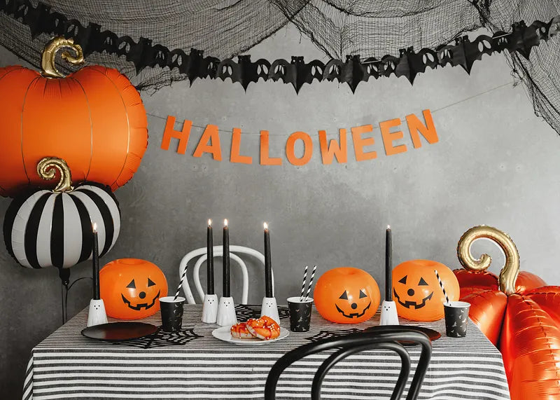 Orange foil pumpkin balloon for Halloween and fall party decorations
