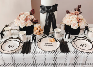 Black Bow 40th Birthday Tablescape