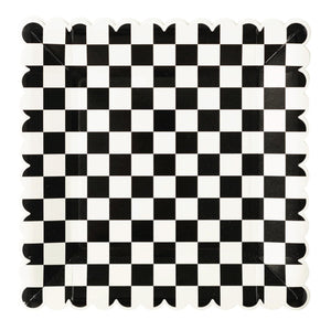 Black & White Checkered Square Lunch Plates 8ct | The Party Darling