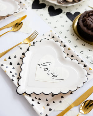 Black and White Hearts Table Decor  