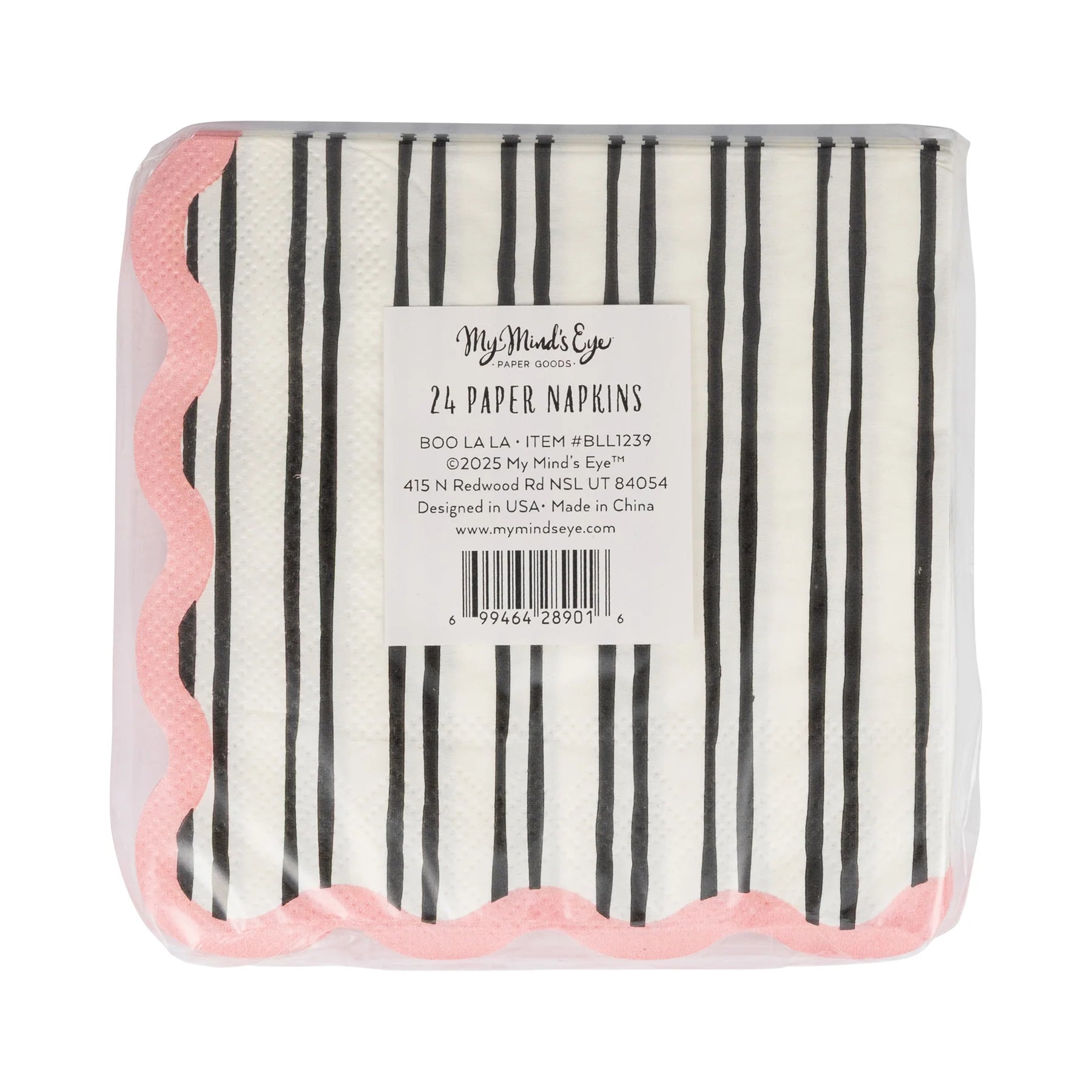 black and white striped halloween napkin