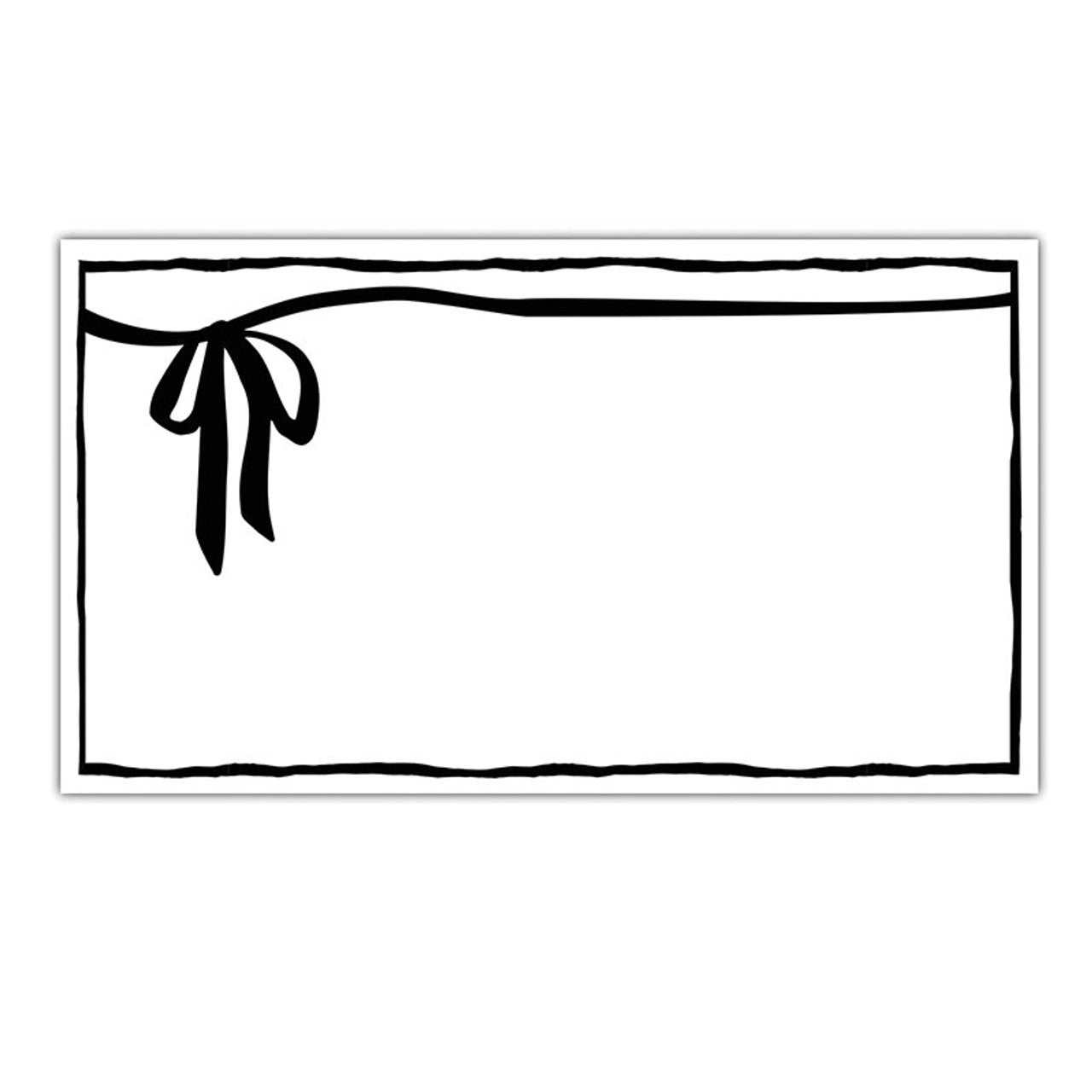 Black and white bow-themed place setting cards