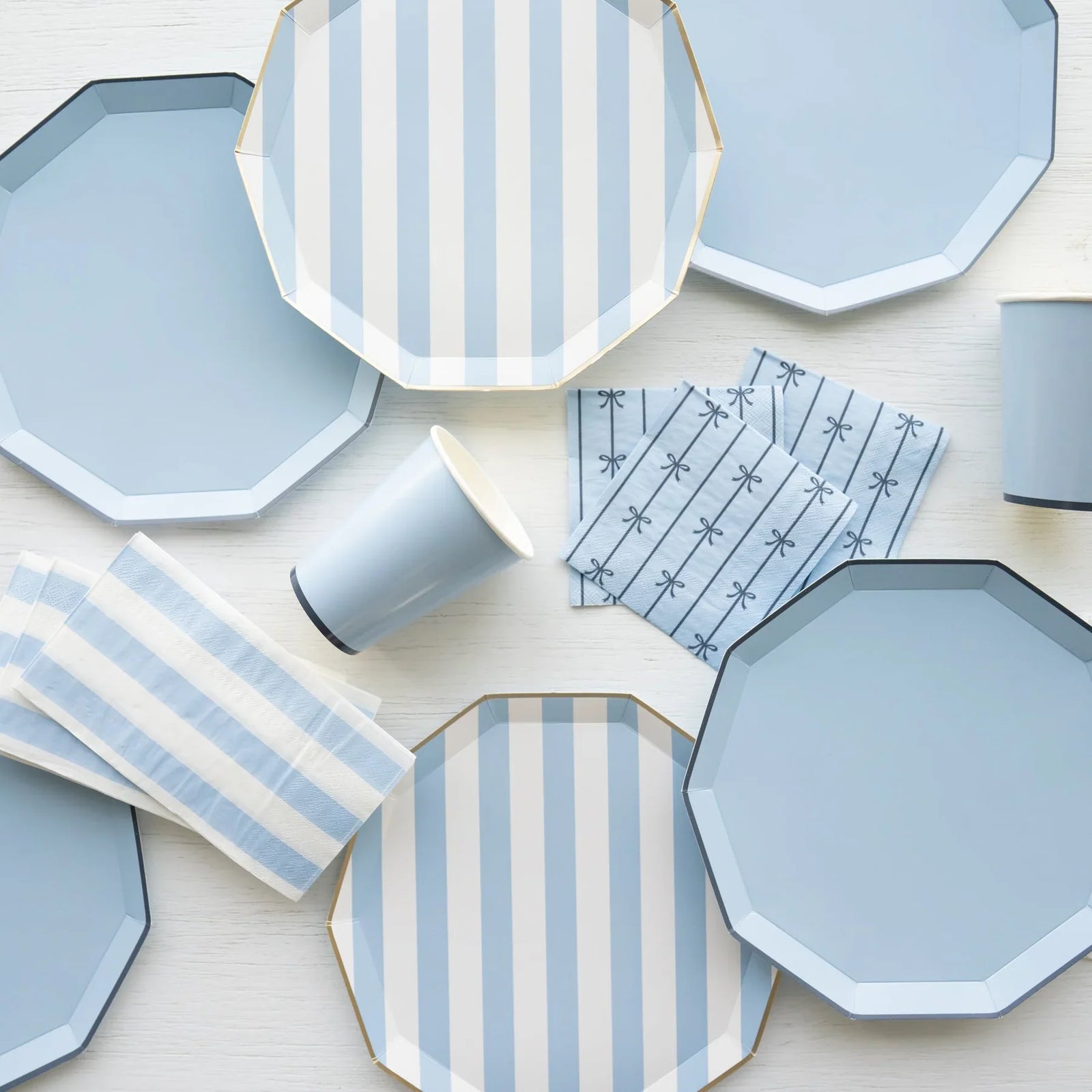 Sky Blue Cabana Striped Dinner Plates 8ct | The Party Darling