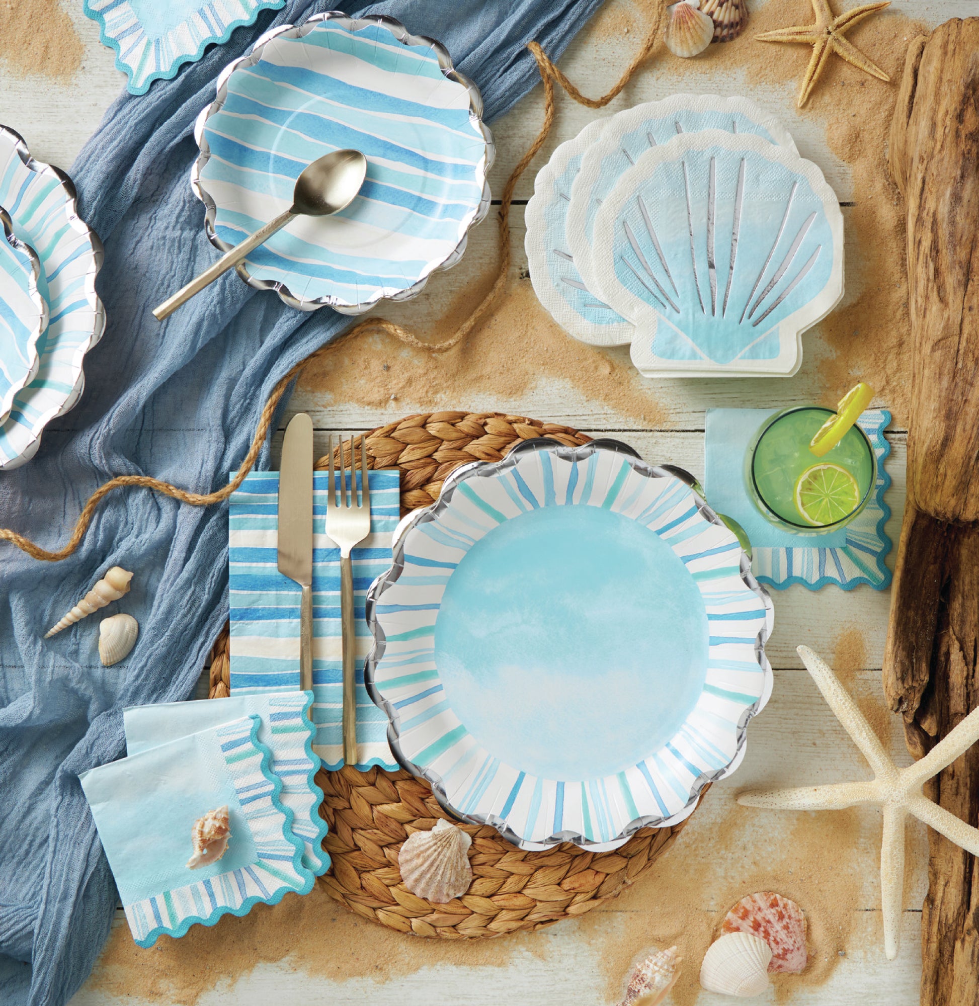 Watercolor Coastal Dinner Plates 8ct | The Party Darling