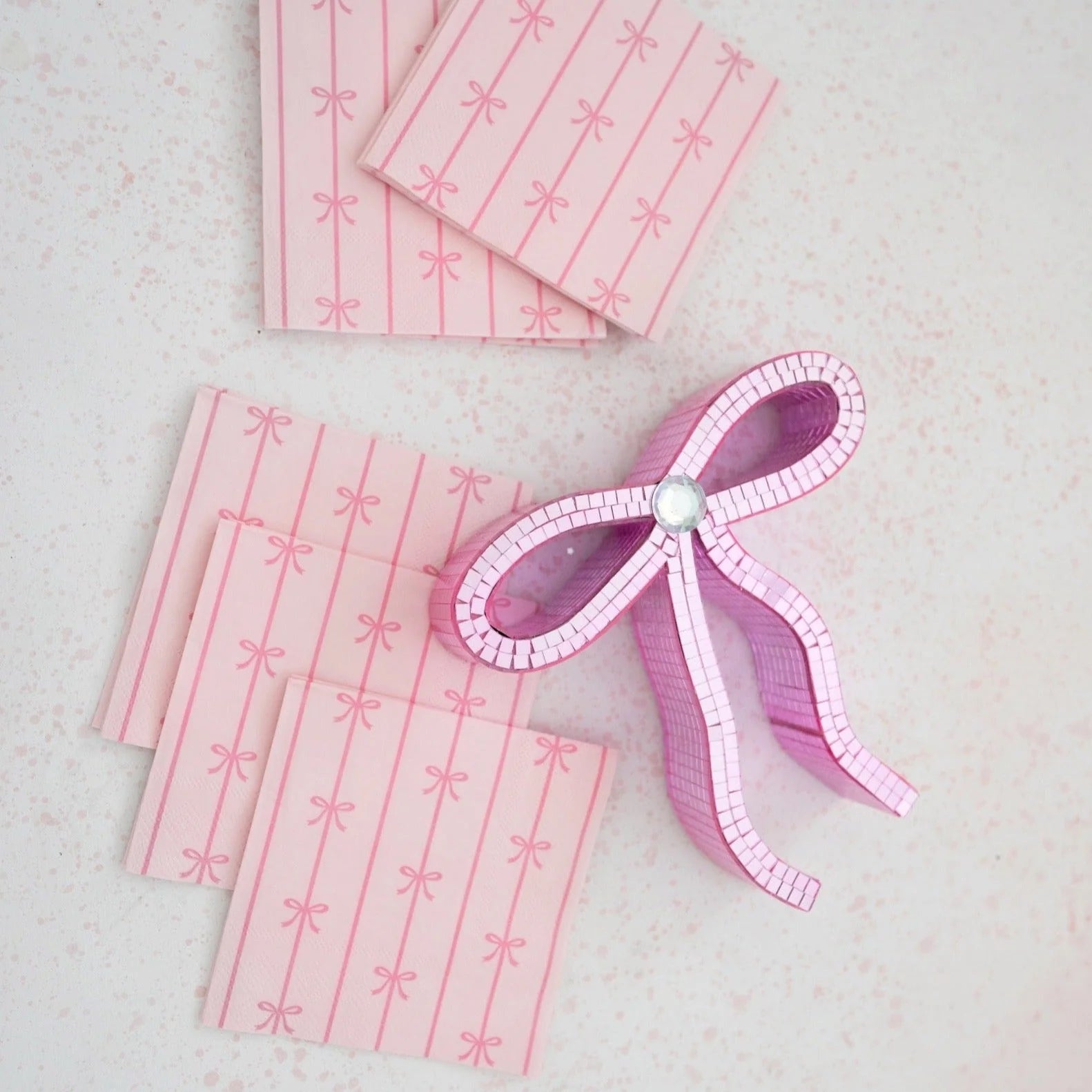 Signature Pink Bow Dessert Napkins 20ct | The Party Darling