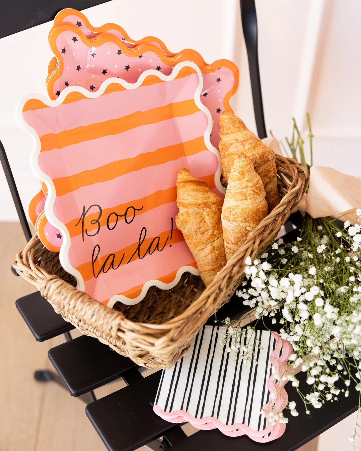 White & Black Striped Halloween Dessert Napkin 24ct | The Party Darling