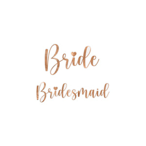 Rose Gold Bride & Bridesmaid Flute Glass Decals | The Party Darling