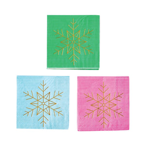 Merry & Bright Snowflake Dessert Napkin Set 18ct | The Party Darling