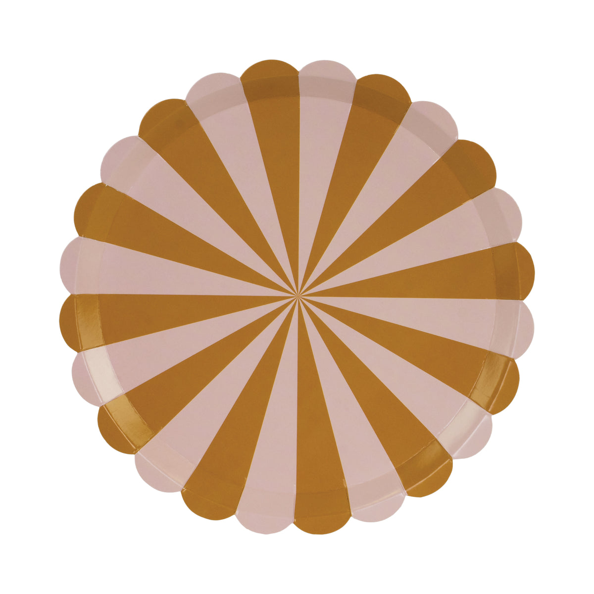 Brown &amp; Pink Striped Scalloped Dessert Plates 6ct | The Party Darling