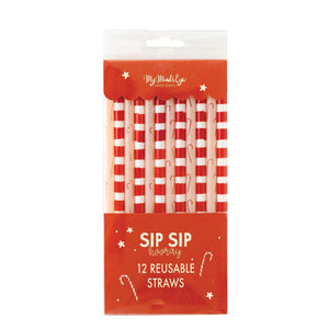 Candy Cane Plastic Straws 12ct | The Party Darling