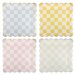 Checkered Scalloped Square Dinner Plate Set 8ct | The Party Darling