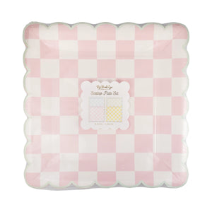 checked square scallop plate package | The Party Darling