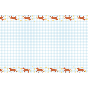 Blue Checkered & Horses Paper Table Cover | The Party Darling