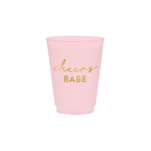 Pink Cheers Babe Frosted Plastic Cups 6ct | The Party Darling