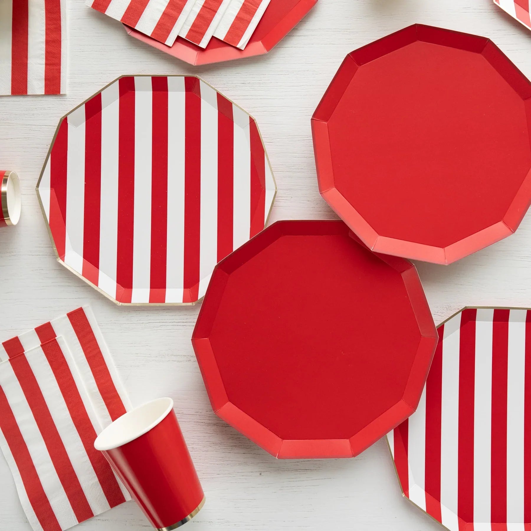 Cherry Red Cabana Striped Dinner Plates 8ct | The Party Darling