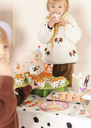 Child eating out of a Dalmatian Cupcake Liner | The Party Darling