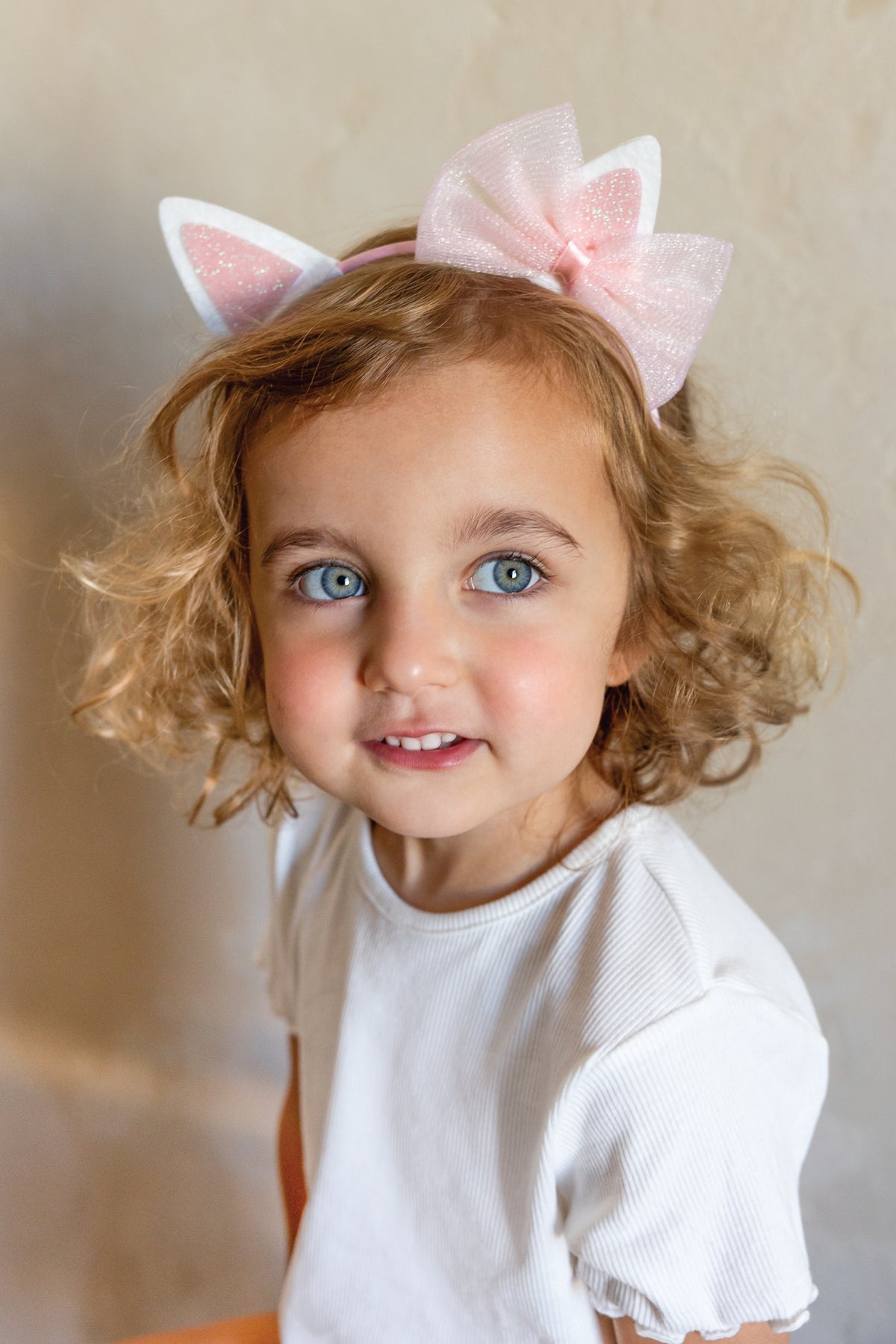 Pink Kitty Cat Ears Headband In Use