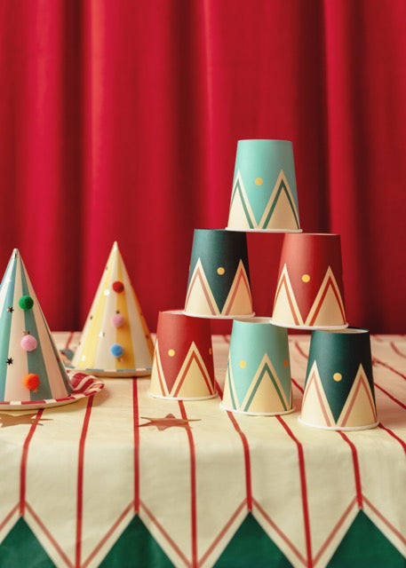 Circus Stripes and Stars Paper Table Cover Table Set Up
