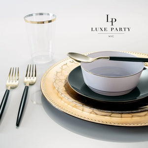Clear Gold-Trimmed Plastic Cups Place Setting | The Party Darling