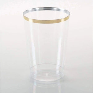 Clear Gold-Trimmed Plastic Cups 12oz | The Party Darling
