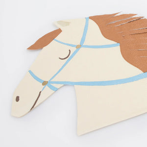 Close up of tan horse paper napkins with fringe mane